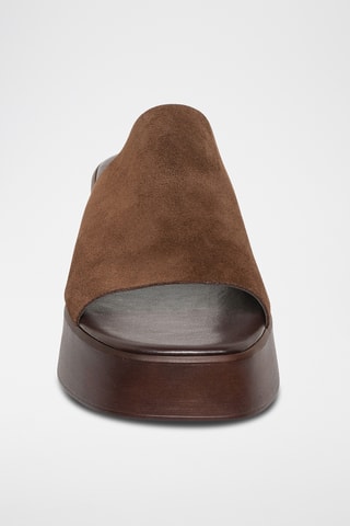 Nubuck Muiltjes met Sleehak Slinky - Bruin