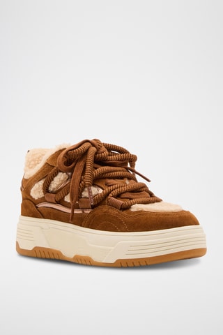 Gevoerde Nubuck Platform Sneakers Boomer - Bruin