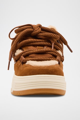 Gevoerde Nubuck Platform Sneakers Boomer - Bruin