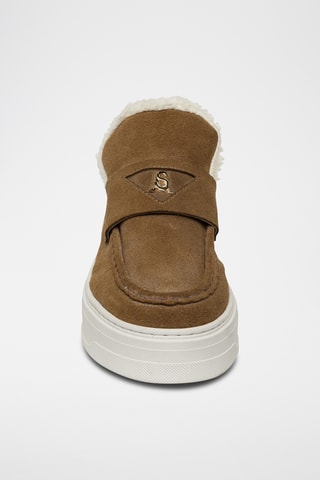 Gevoerde Platform Nubuck Slip-ons Maya - Taupe