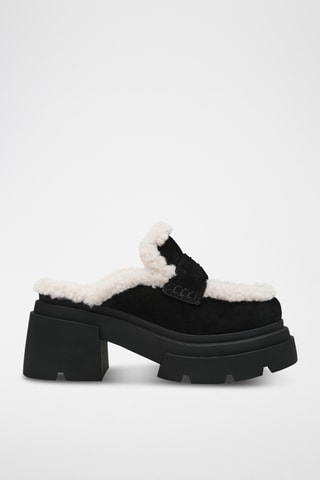 Gevoerde Nubuck Muiltjes met Hak Turnpike - Zwart