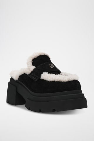 Gevoerde Nubuck Muiltjes met Hak Turnpike - Zwart