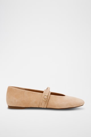 Schapennubuck Mary Janes - Camel