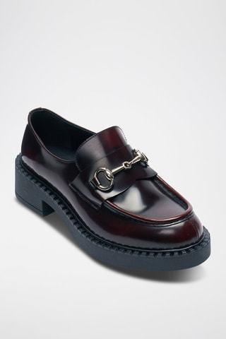 Mocassins com plataforma em couro - Bordô - Bordô