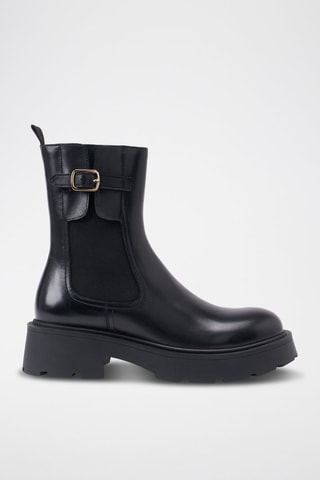 Botins regular em couro - Preto - Preto
