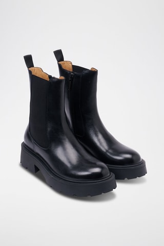 Botins Chelsea regular em couro - Preto - Preto