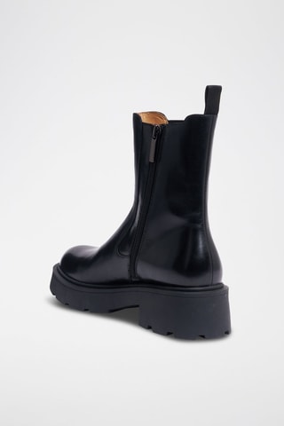 Botins Chelsea regular em couro - Preto - Preto