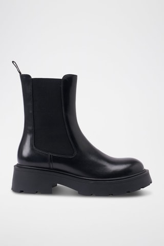 Botins Chelsea regular em couro - Preto - Preto