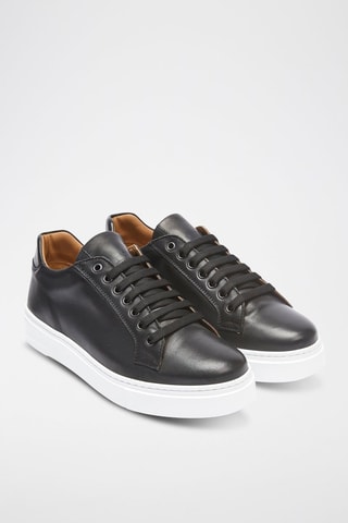 Sapatilhas em couro Regular - Preto - Preto