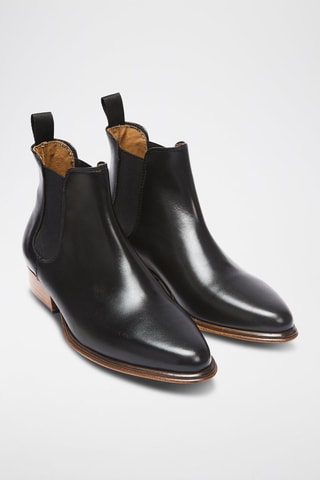 Botins Chelsea em couro Regular - Preto - Preto