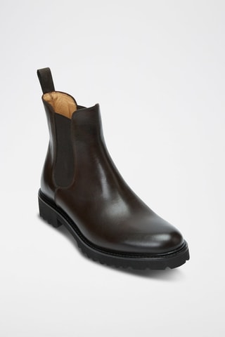 Botins Chelsea em couro Regular - Castanho-escuro - Castanho-escuro