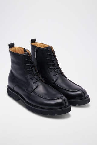 Boots regular em couro - Preto - Preto