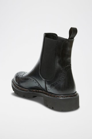 Botins Chelsea regular em couro - Preto - Preto