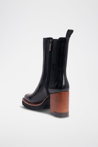 Botins Chelsea de couro Heeled - Preto - Preto