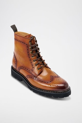 Boots regular em couro - Camel - Castanho