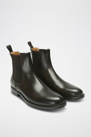 Botins Chelsea em couro Regular - Castanho-escuro - Castanho-escuro