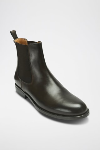 Botins Chelsea em couro Regular - Castanho-escuro - Castanho-escuro