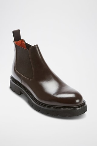 Botins Chelsea regular em couro - Castanho - Castanho-escuro