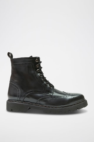 Botins em couro 
Preto - Preto