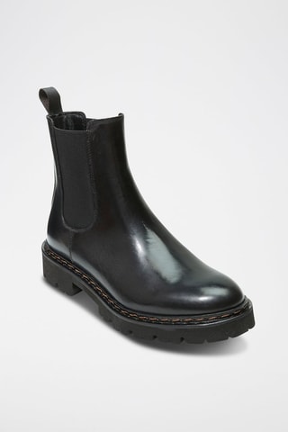 Botins Chelsea regular em couro - Preto - Preto