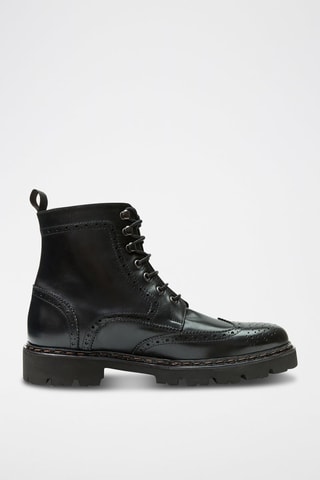 Boots regular em couro - Preto - Preto