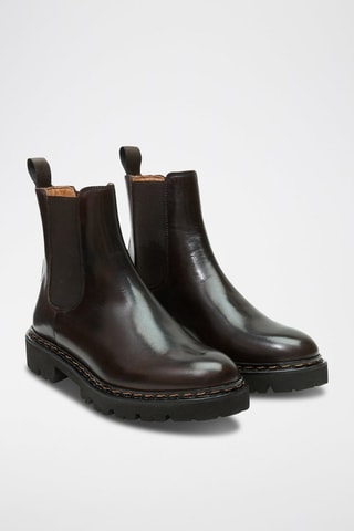 Botins Chelsea regular em couro - Castanho - Castanho-escuro