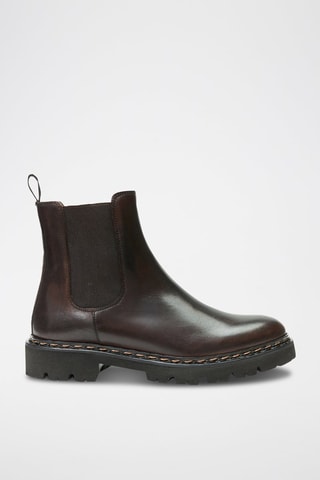 Botins Chelsea regular em couro - Castanho - Castanho-escuro
