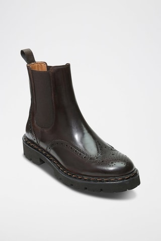 Botins Chelsea regular em couro - Castanho - Castanho-escuro
