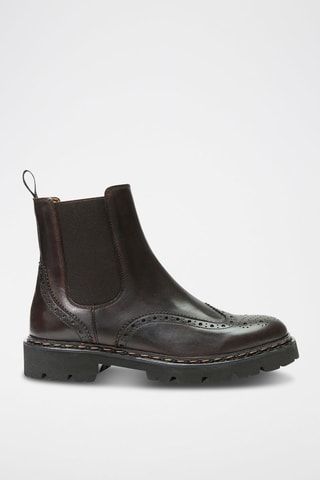 Botins Chelsea regular em couro - Castanho - Castanho-escuro