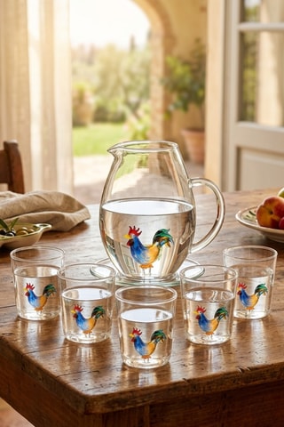Vasos y jarra Pet Friends - 7 piezas