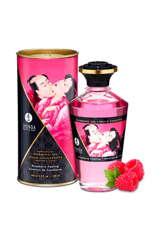 Huile chauffante aphrodisiaque comestible - Framboise - 100 ml