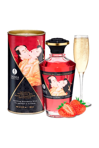 Huile chauffante comestible - 
Fraise et vin pétillant - 100 ml