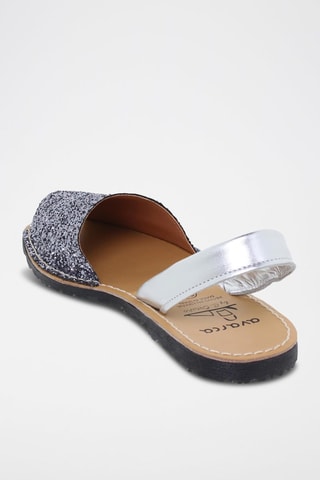 Leren Sandalen Avarca Menorquina - Zwart en zilverkleurig