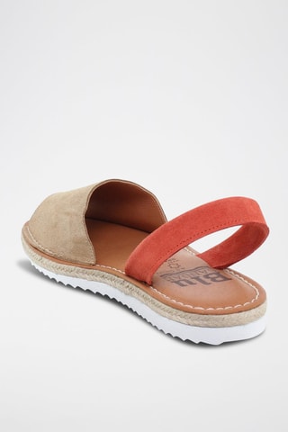 Leren Sandalen Blusandal - Beige en rood