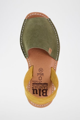 Leren Sandalen Blusandal - Groen, geel en bruin