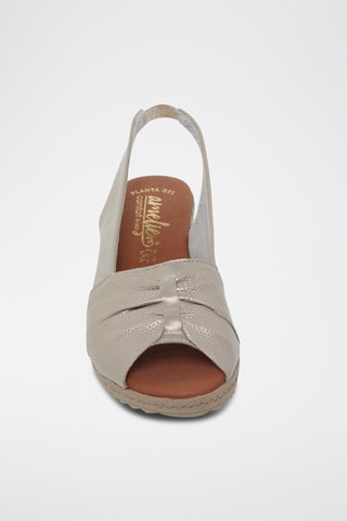Sandales compensées en cuir - Beige et marron