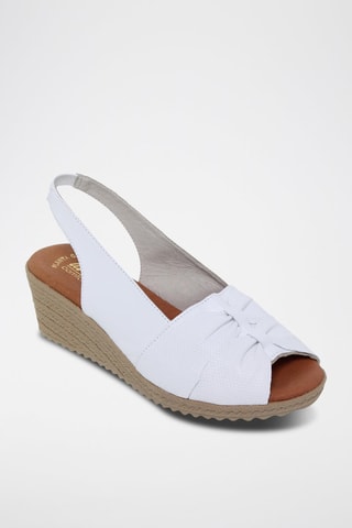 Sandales compensées en cuir - Bleu clair
