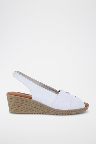Sandales compensées en cuir - Bleu clair