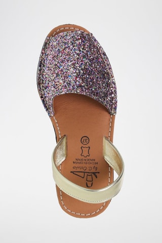 Sandales compensées en cuir Avarca menorquina - Violet et doré