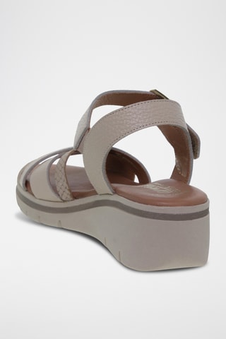 Leren Sandalen met Sleehak - Beige