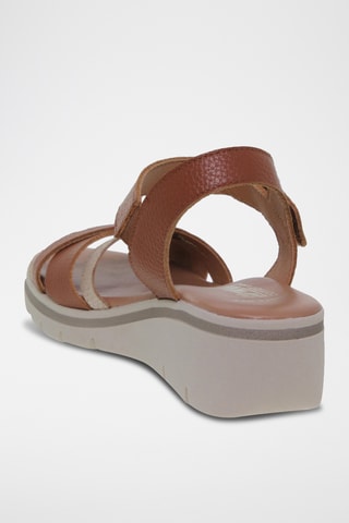 Leren Sandalen met Sleehak - Bruin