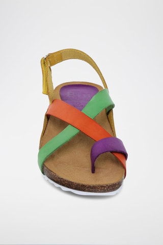 Leren Sandalen Blusandal - Groen, geel, oranje en paars