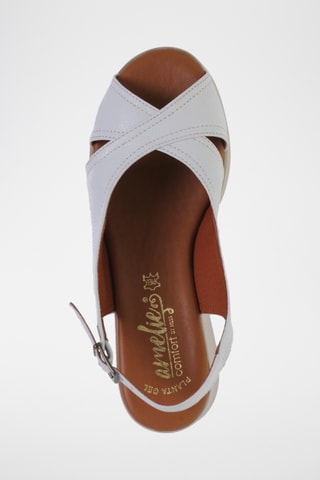 Sandales compensées en cuir - Blanc