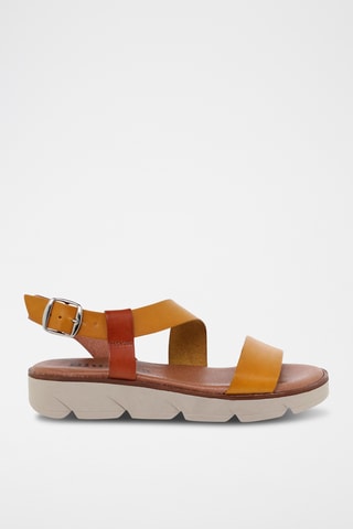 Sandales compensées en cuir - Jaune