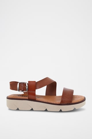 Sandales compensées en cuir - Marron