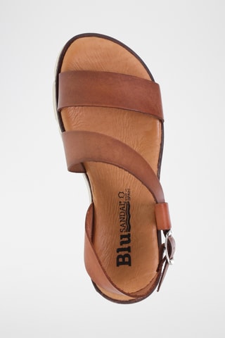 Sandales compensées en cuir - Marron