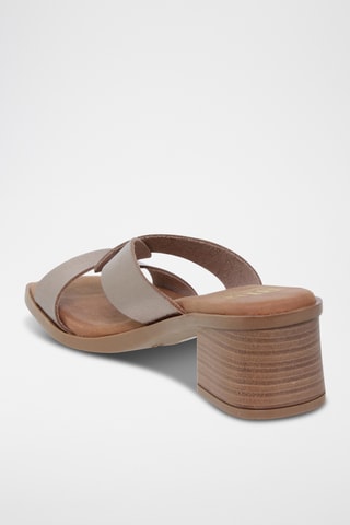 Mules à talons en cuir - Argenté