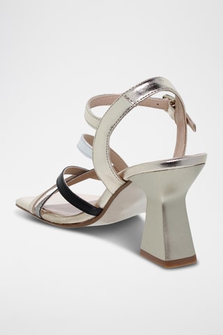 Sandales à talons en cuir - Argenté