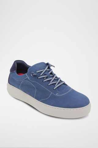 Leren Platform Sneakers - Kaki - Blauw