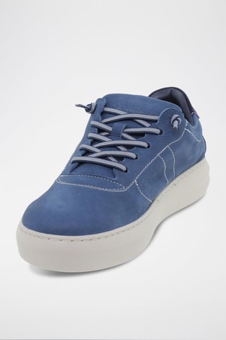Leren Platform Sneakers - Kaki - Blauw